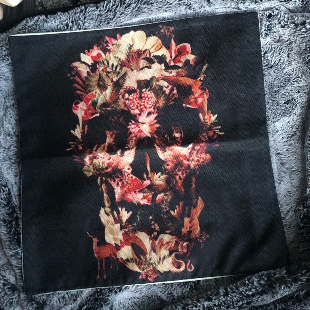 Floral skull pillow case